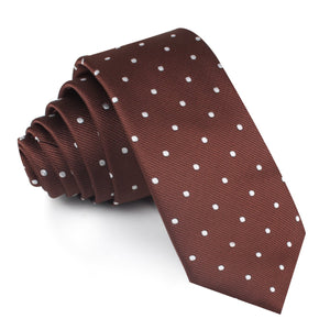 Desert Brown Polka Dots Skinny Tie