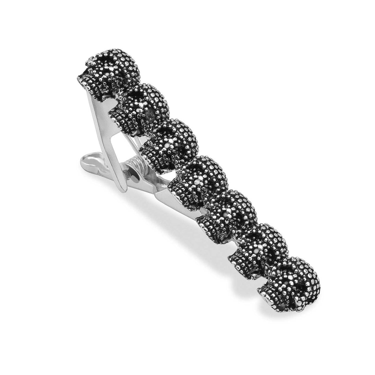 Día De Muertos Silver Skull Tie Bar