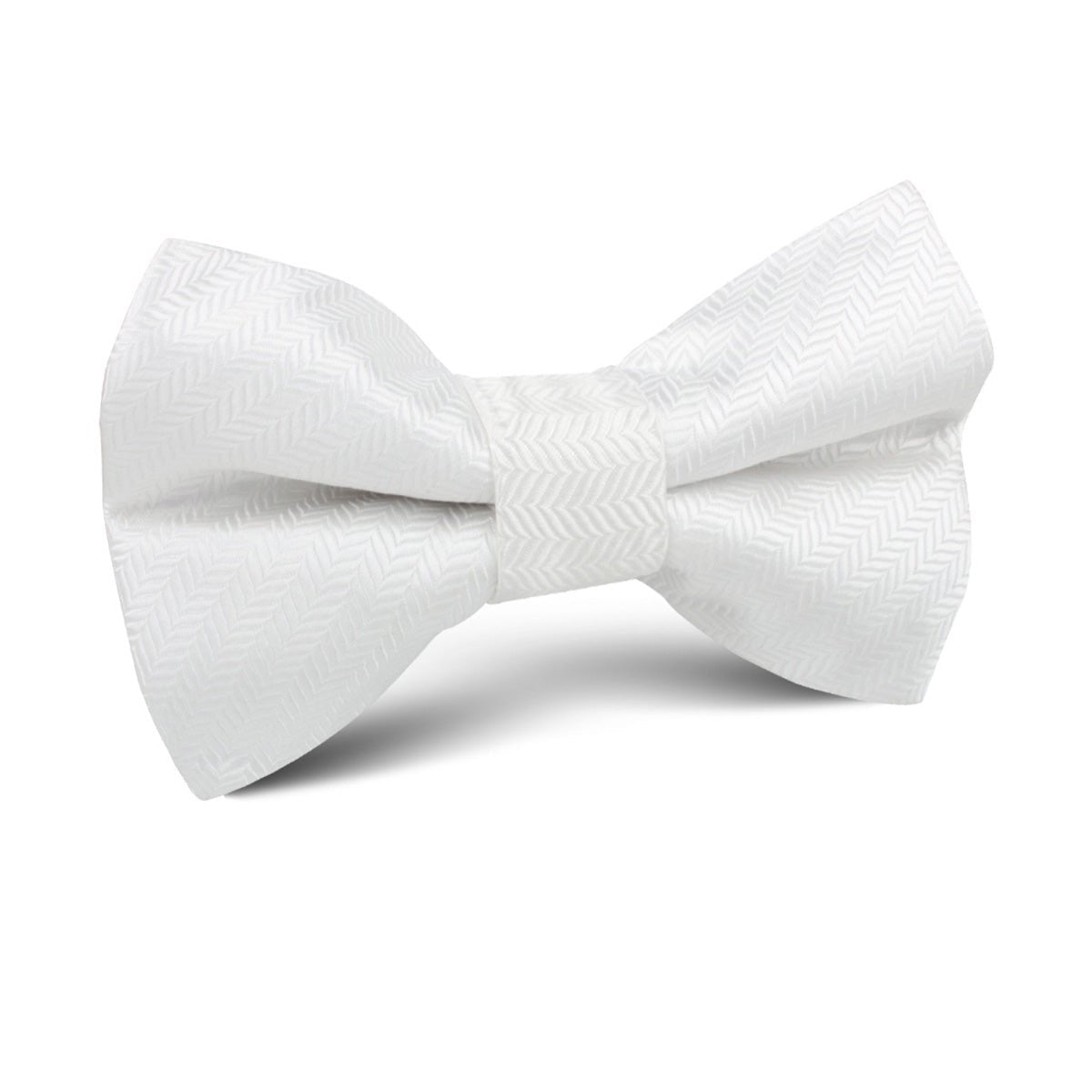 Diamond White Herringbone Chevron Kids Bow Tie