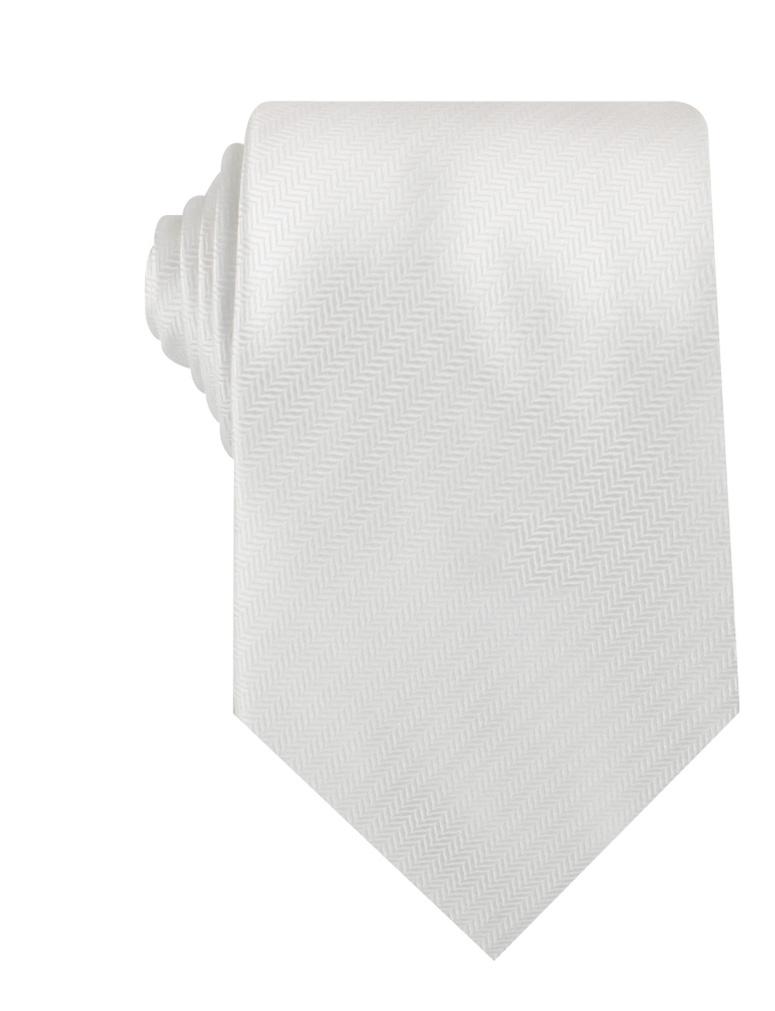 Diamond White Herringbone Chevron Necktie