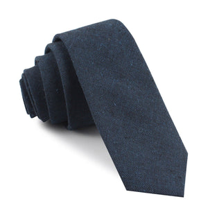 Don Quixote Navy Textured Linen Skinny Tie