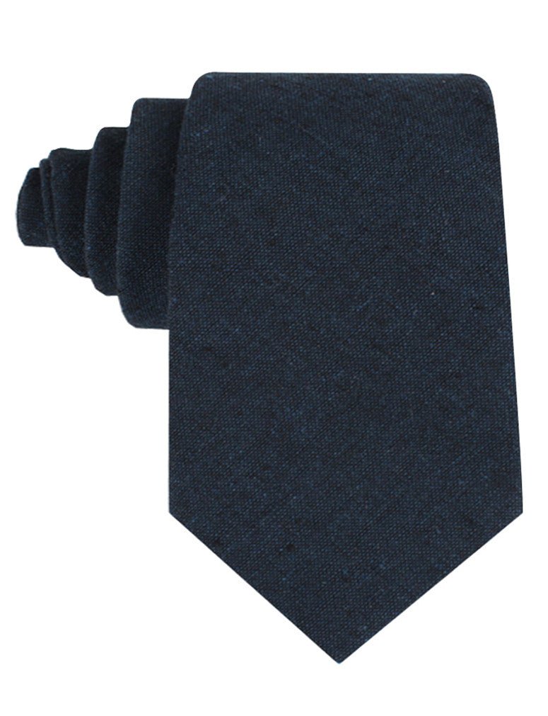 Don Quixote Navy Textured Linen Tie