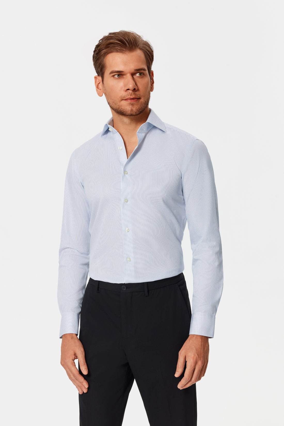 Draco Blue Pinstripe Twill Non-Iron Shirt