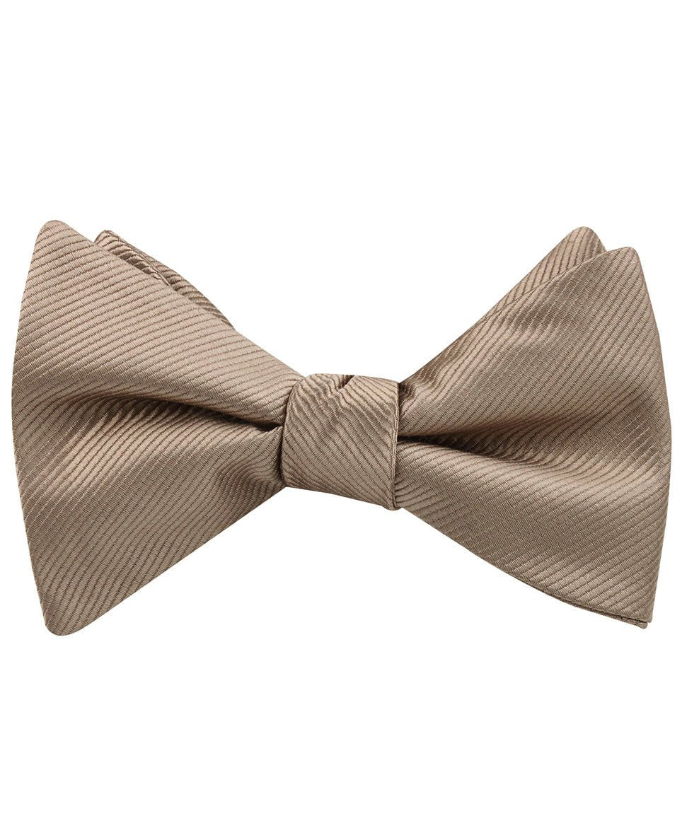 Dune Beige Brown Twill Self Tied Bow Tie