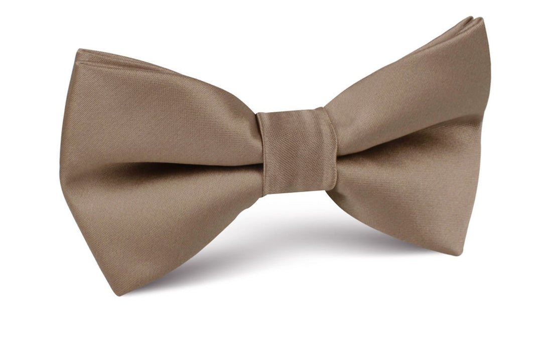 Dune Beige Brown Satin Bow Tie