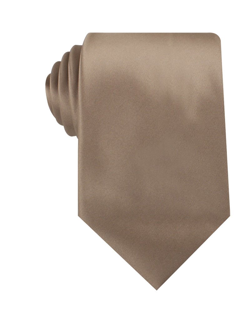 Dune Beige Brown Satin Necktie