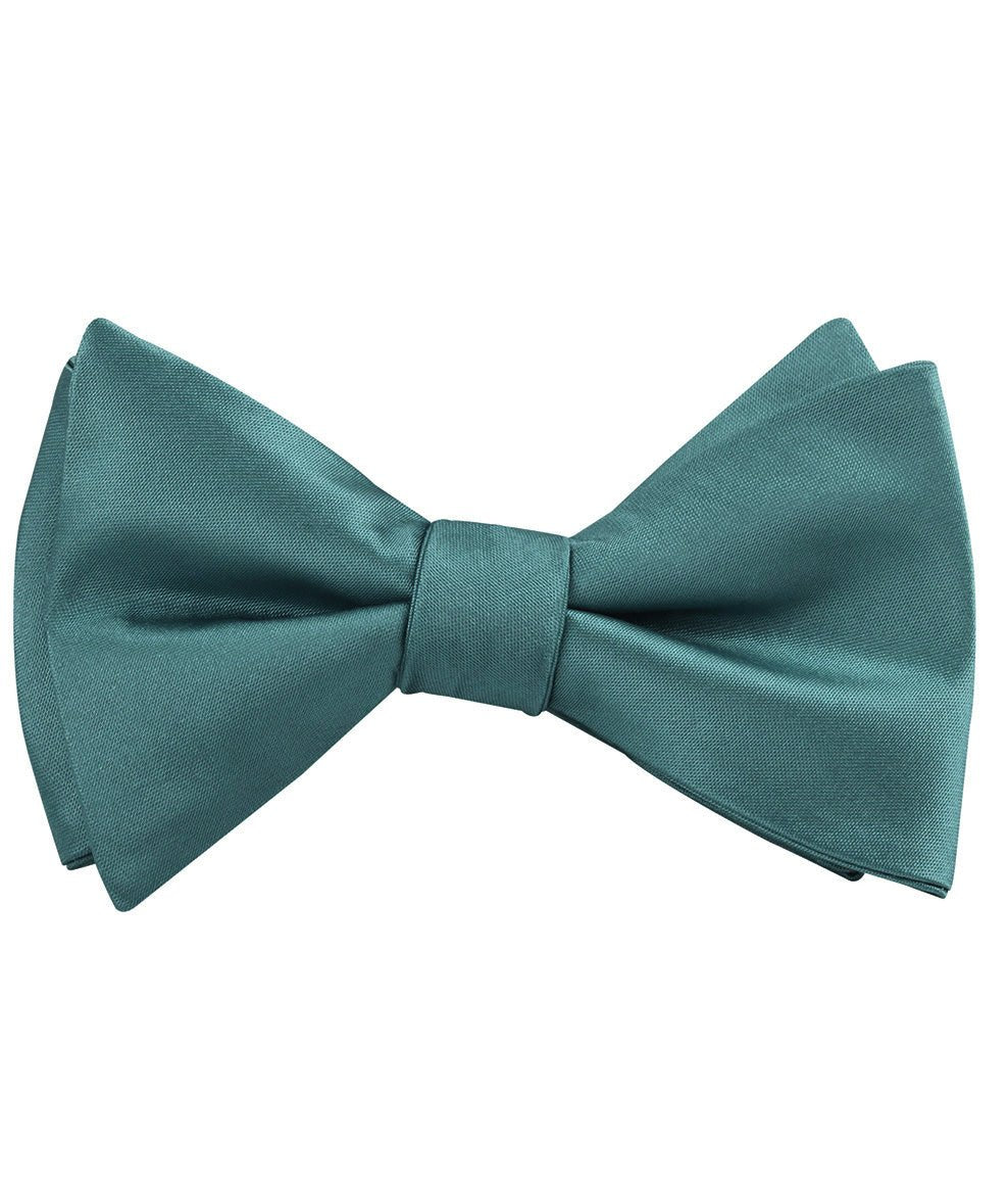 Dusty Jade Green Satin Self Tied Bow Tie