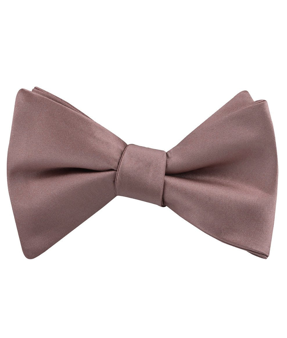 Dusty Mauve Satin Self Tied Bow Tie