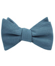 Dusty Teal Blue Linen Self Tied Bow Tie