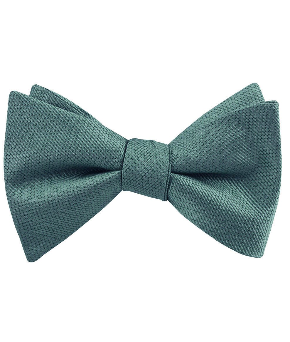 Dusty Teal Blue Weave Self Tied Bow Tie