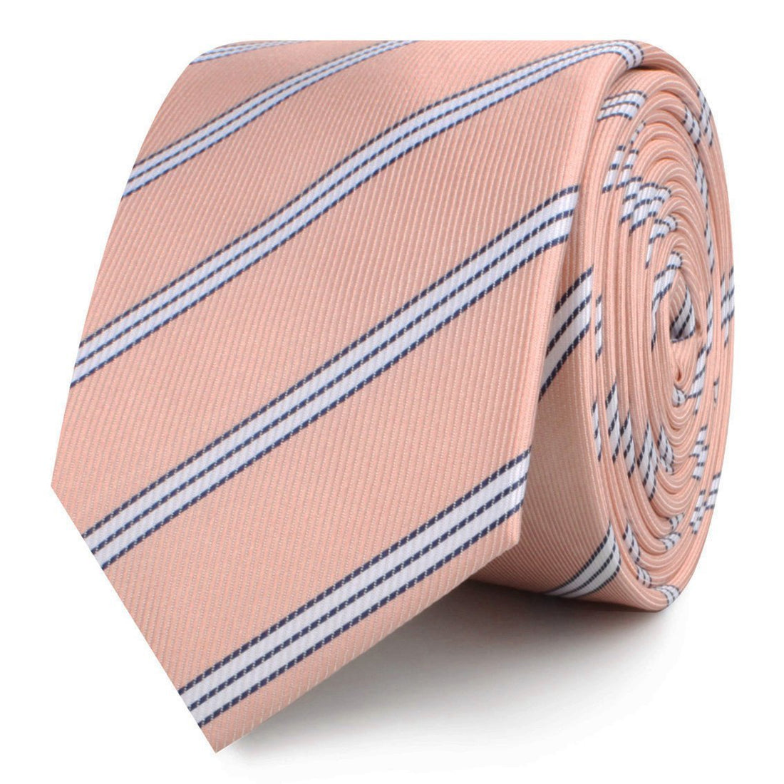 Dusty Peach Copacabana Striped Skinny Ties