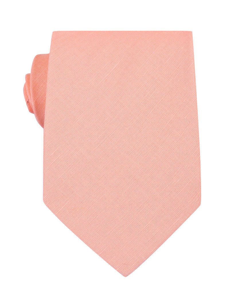 Dusty Peach Slub Linen Necktie | Shop Pink Tie | Wedding Ties for Men ...