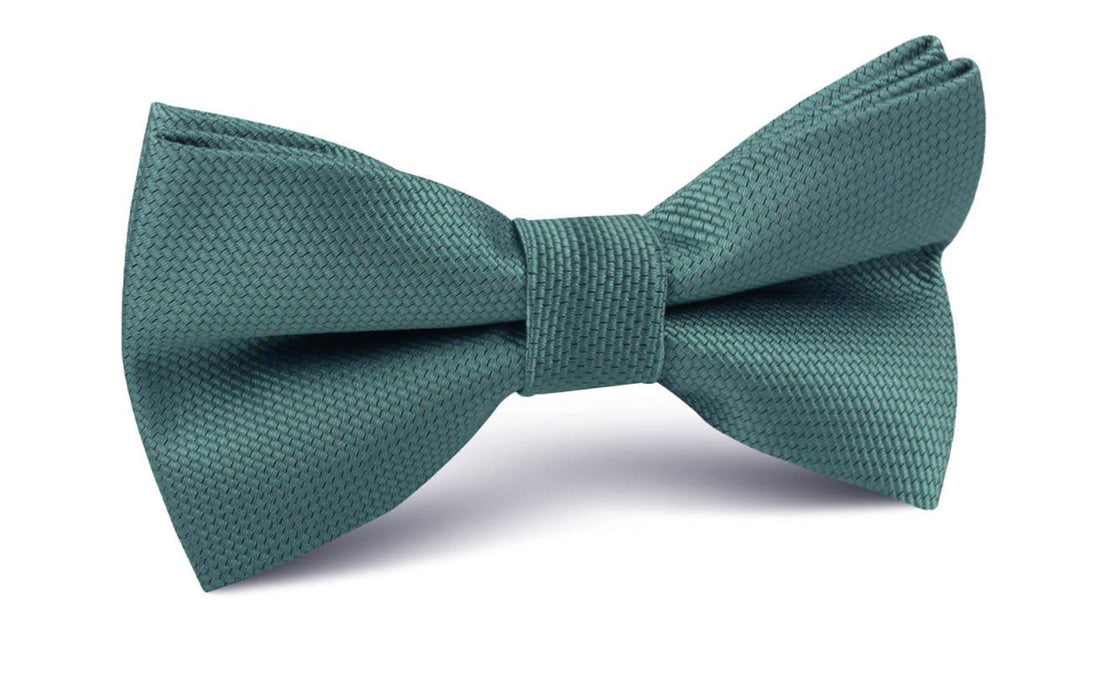 Dusty Teal Blue Weave Bow Tie