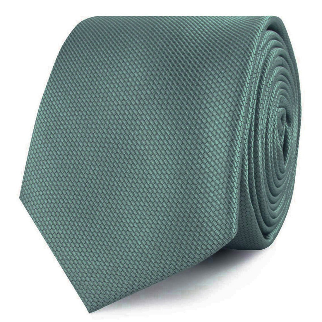 Dusty Teal Blue Weave Skinny Ties