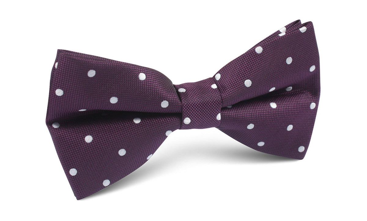 Eggplant Plum Purple with White Polka Dots Bow Tie