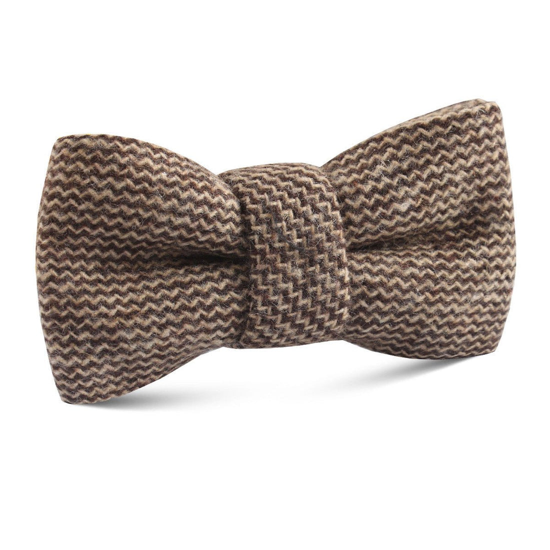 Espresso Brown Zigzag Wool Kids Bow Tie