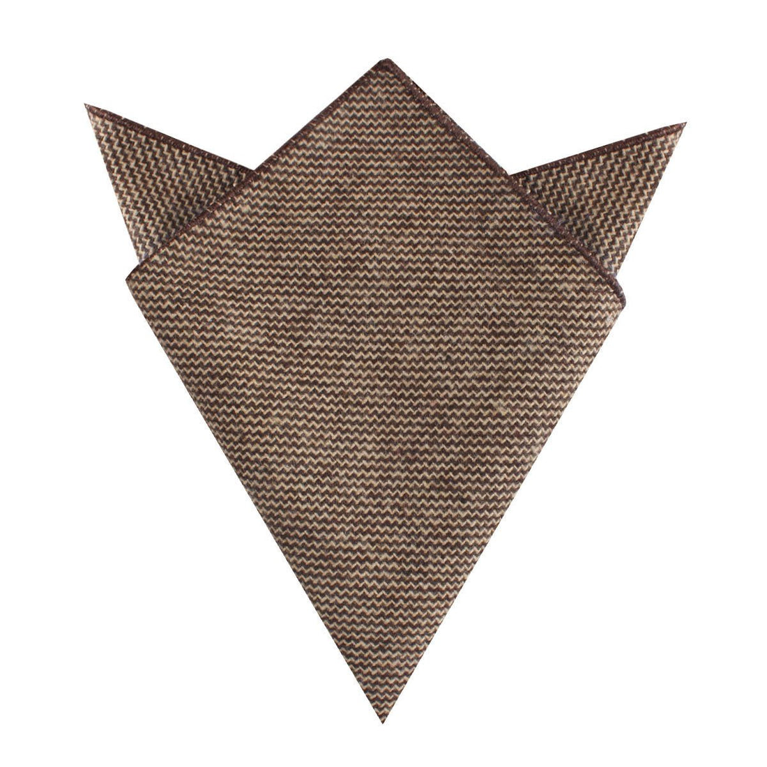 Espresso Brown Zigzag Wool Pocket Square