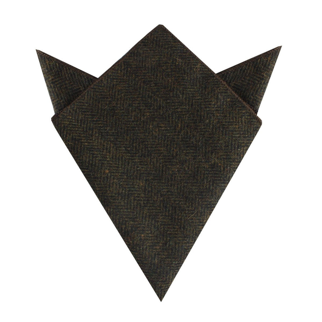 Essex Green Herringbone Textured Wool Pocket Square