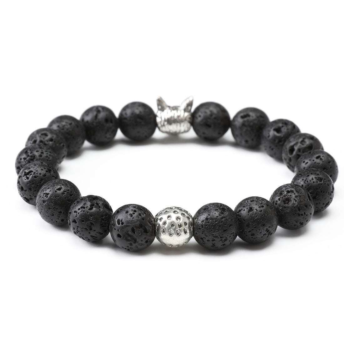 Fenrir Wolf Lava Stone Bracelet Back