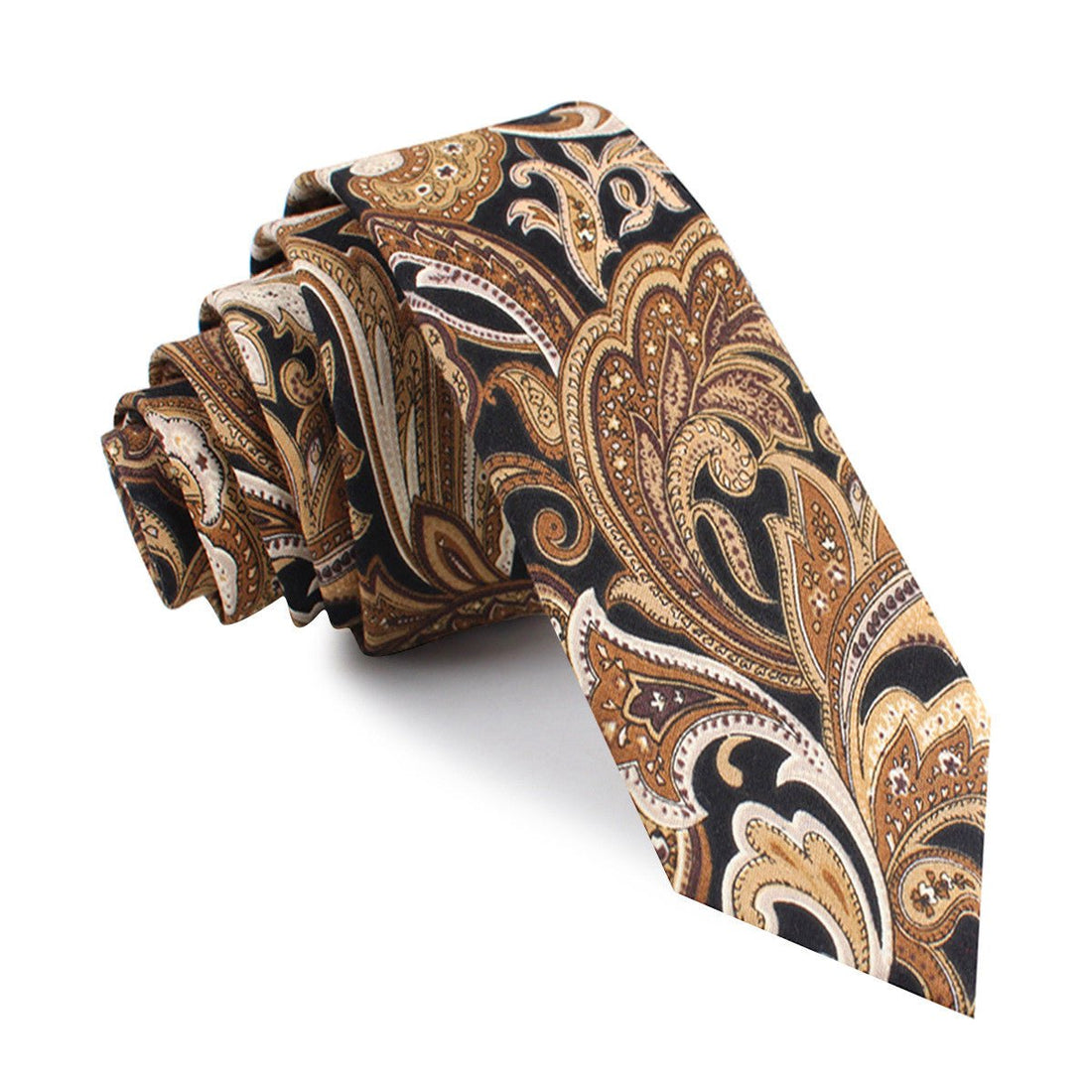 Filicudi Brown Paisley Skinny Tie