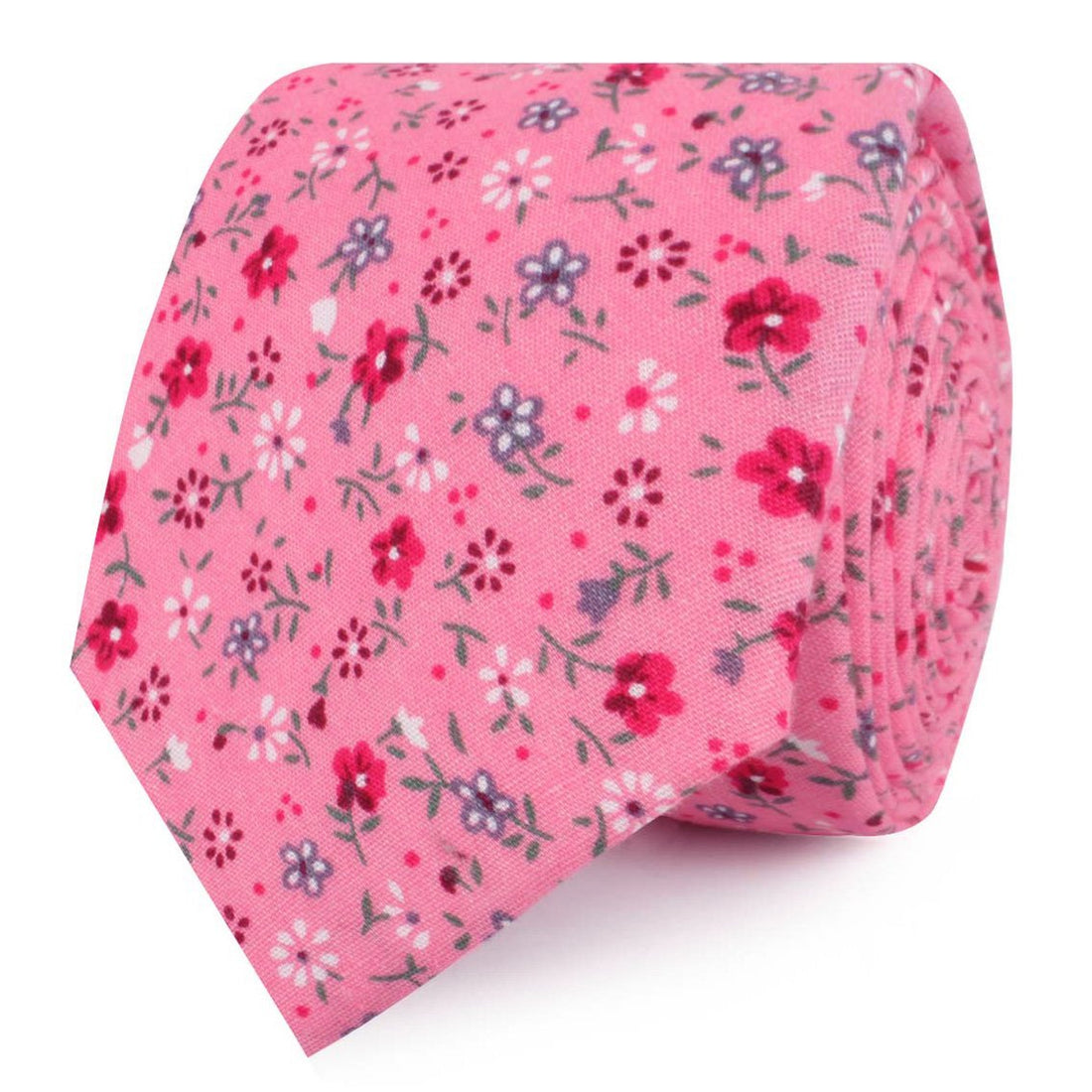 Flamenco Pink Floral Skinny Ties