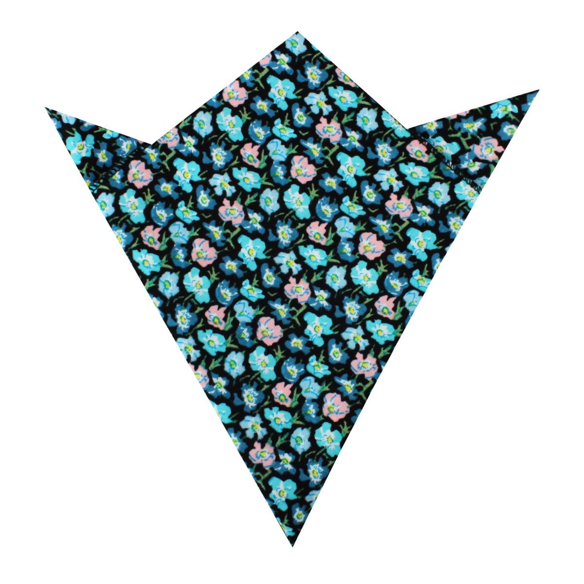 Flax Linum Blue Floral Pocket Square