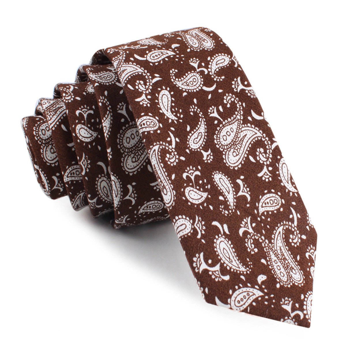 Florence Paisley Brown Skinny Tie