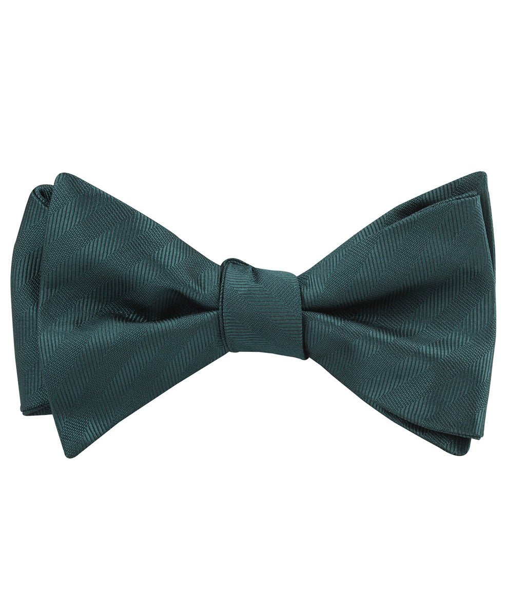 Forest Dark Green Striped Self Tied Bow Tie