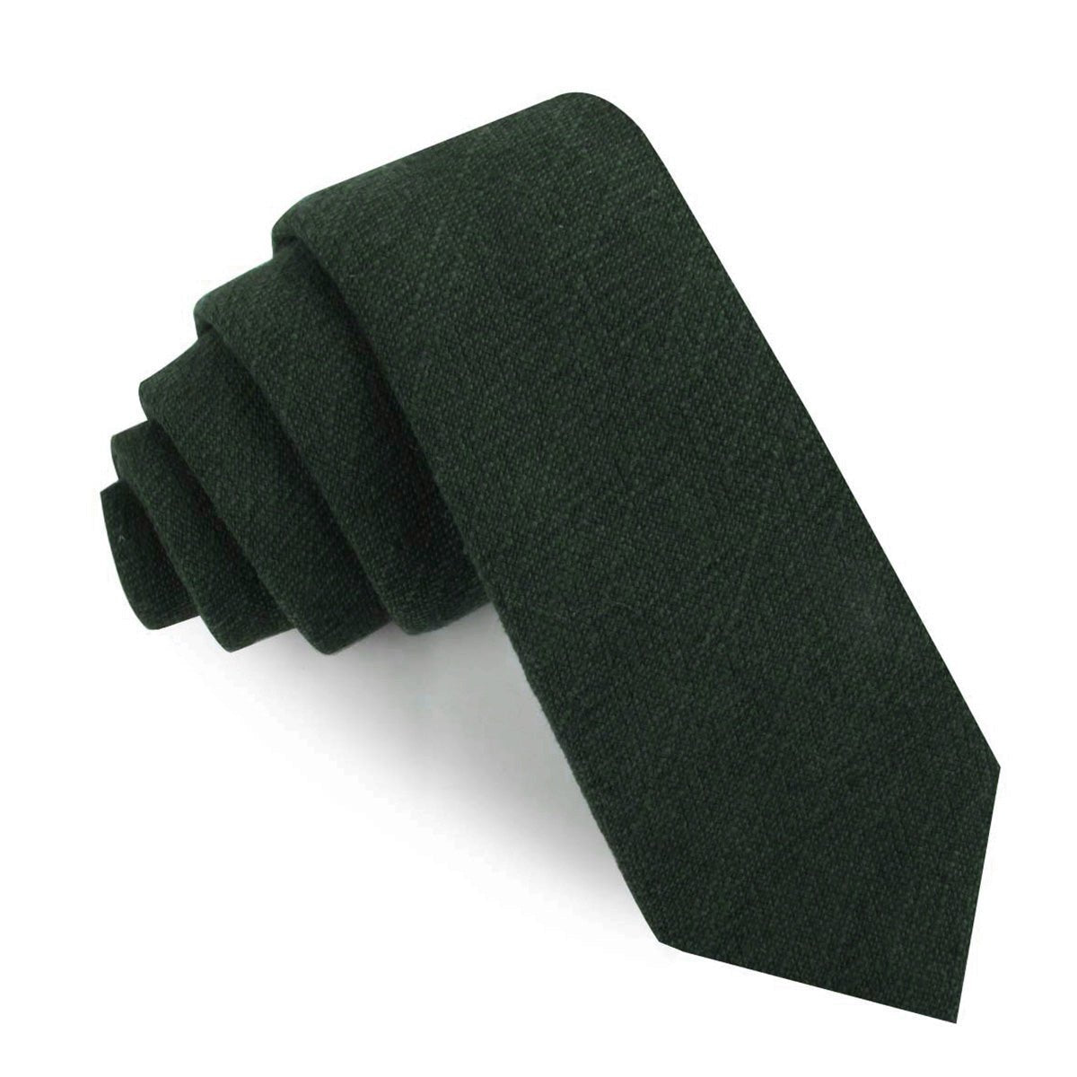 Forest Green Crocodile Linen Skinny Tie