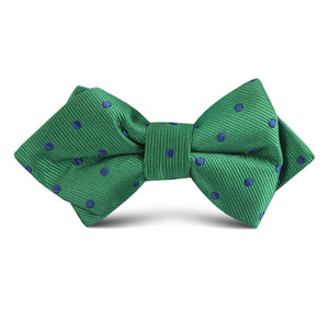 Forest Green Dark Polkadot Kids Diamond Bow Tie