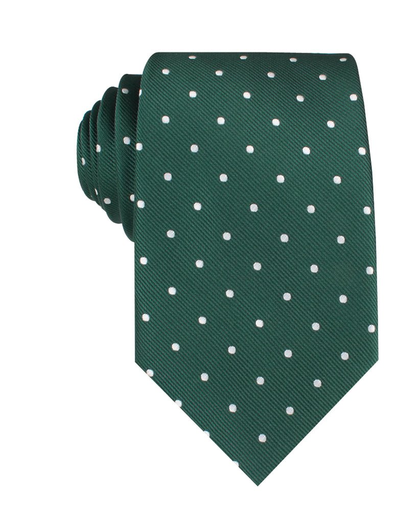 Forest Green Polka Dots Necktie