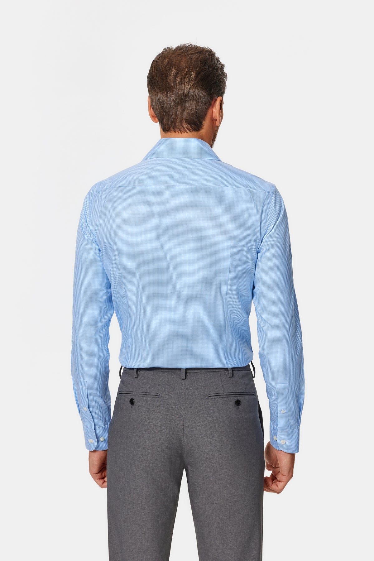 Gekko Gingham Blue Twill Non-Iron Shirt