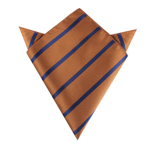 Golden Brown Pencil Stripe Pocket Square