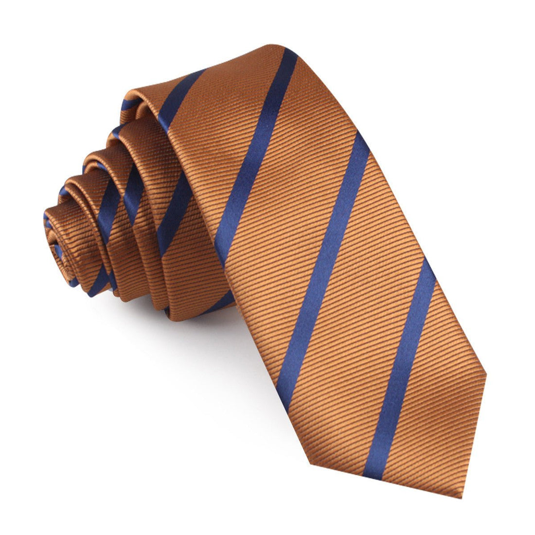 Golden Brown Pencil Stripe Skinny Tie