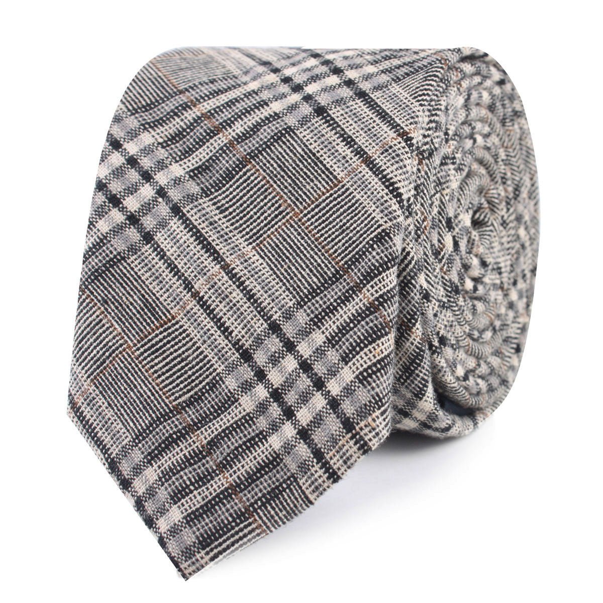 Gray Glenurquhart Linen Slim Tie