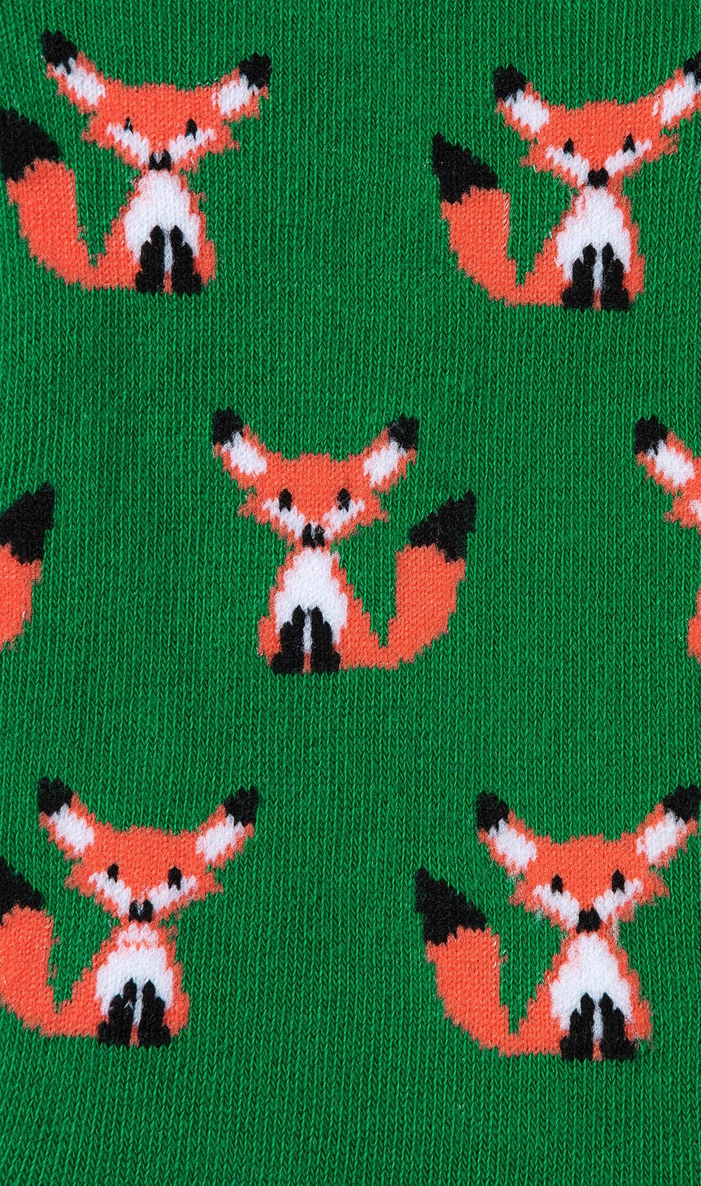 Green Curious Fox Low Cut Socks Pattern Fabric