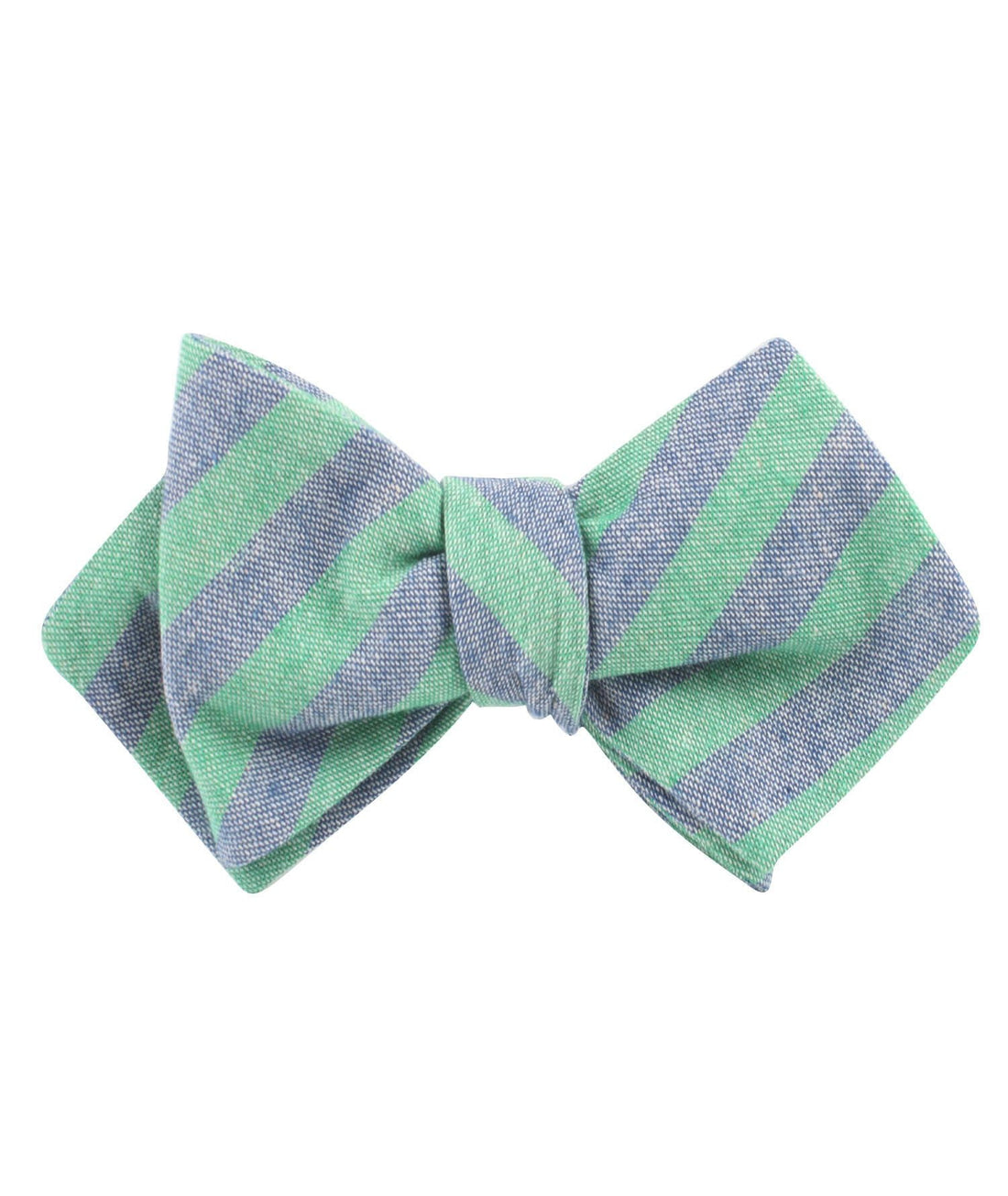 Green & Blue Bengal Linen Diamond Self Bowtie