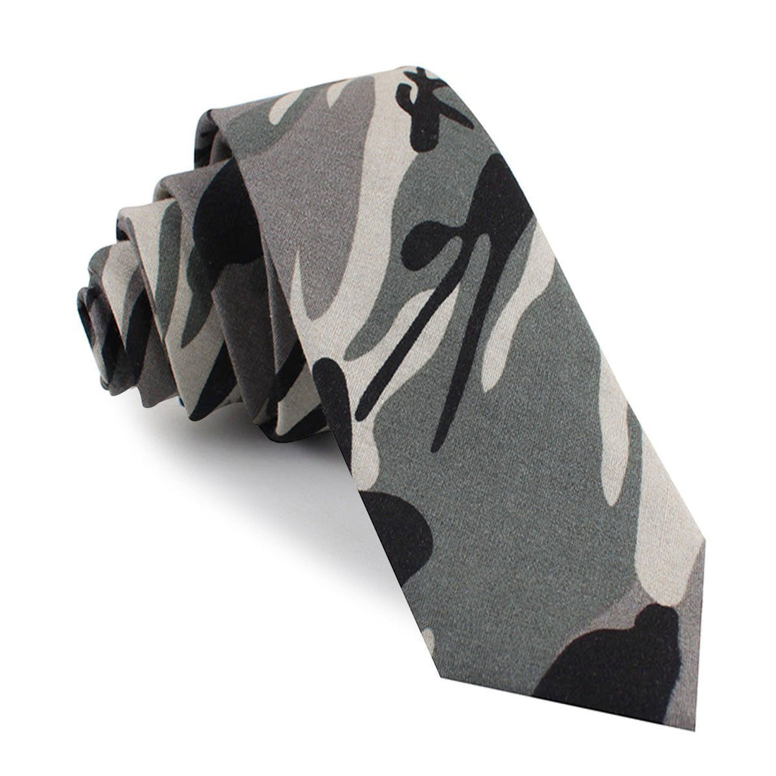 Grey Camo Skinny Tie