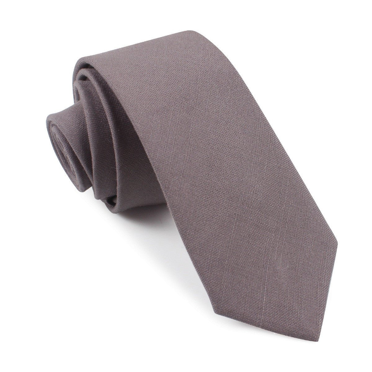 Grey Slub Linen Skinny Tie