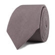 Grey Slub Linen Skinny Tie Front Roll