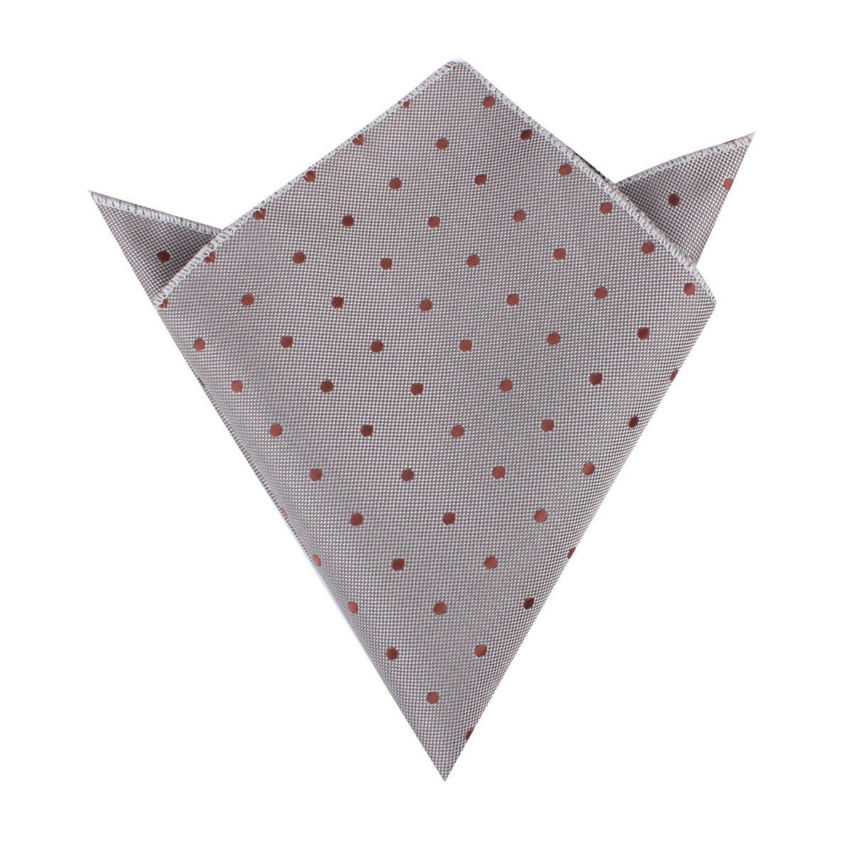 Grey with Brown Polka Dots Pocket Square