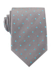 Grey with Mint Blue Polka Dots Necktie