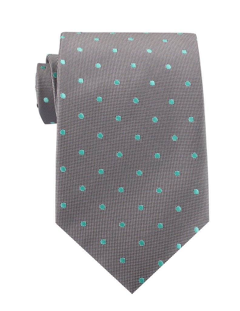 Grey with Mint Green Polka Dots Necktie