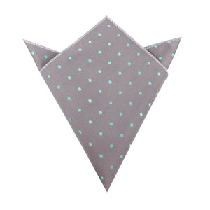 Grey with Mint Green Polka Dots Pocket Square