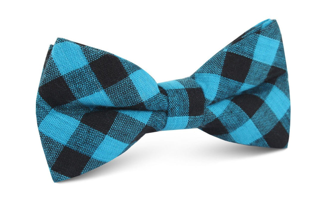 Grim Blue Gingham Bow Tie