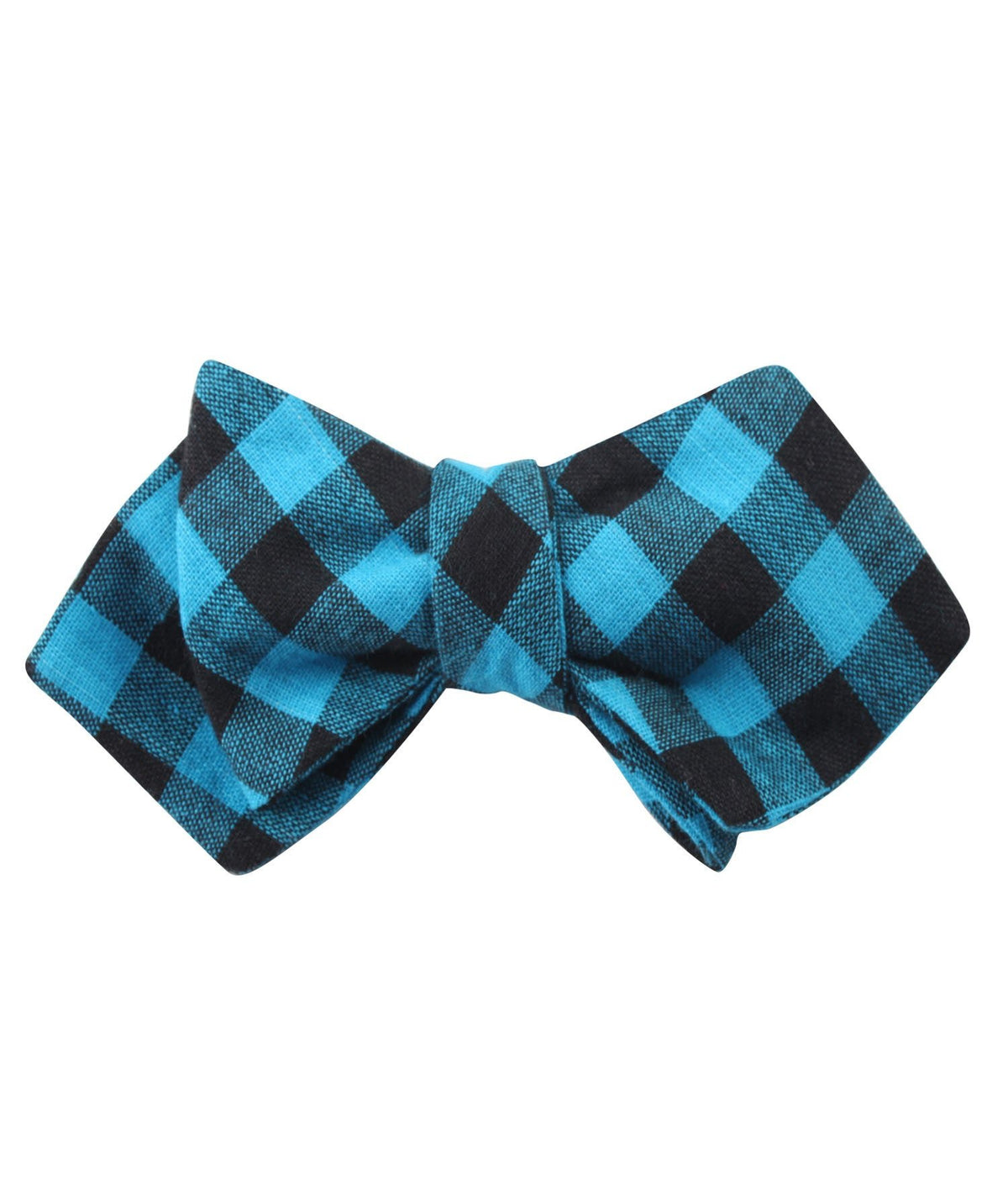 Grim Blue Gingham Diamond Self Bowtie