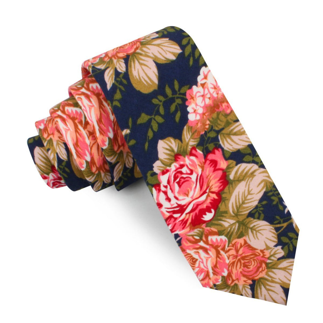 Hawaiian Pink Floral Skinny Tie