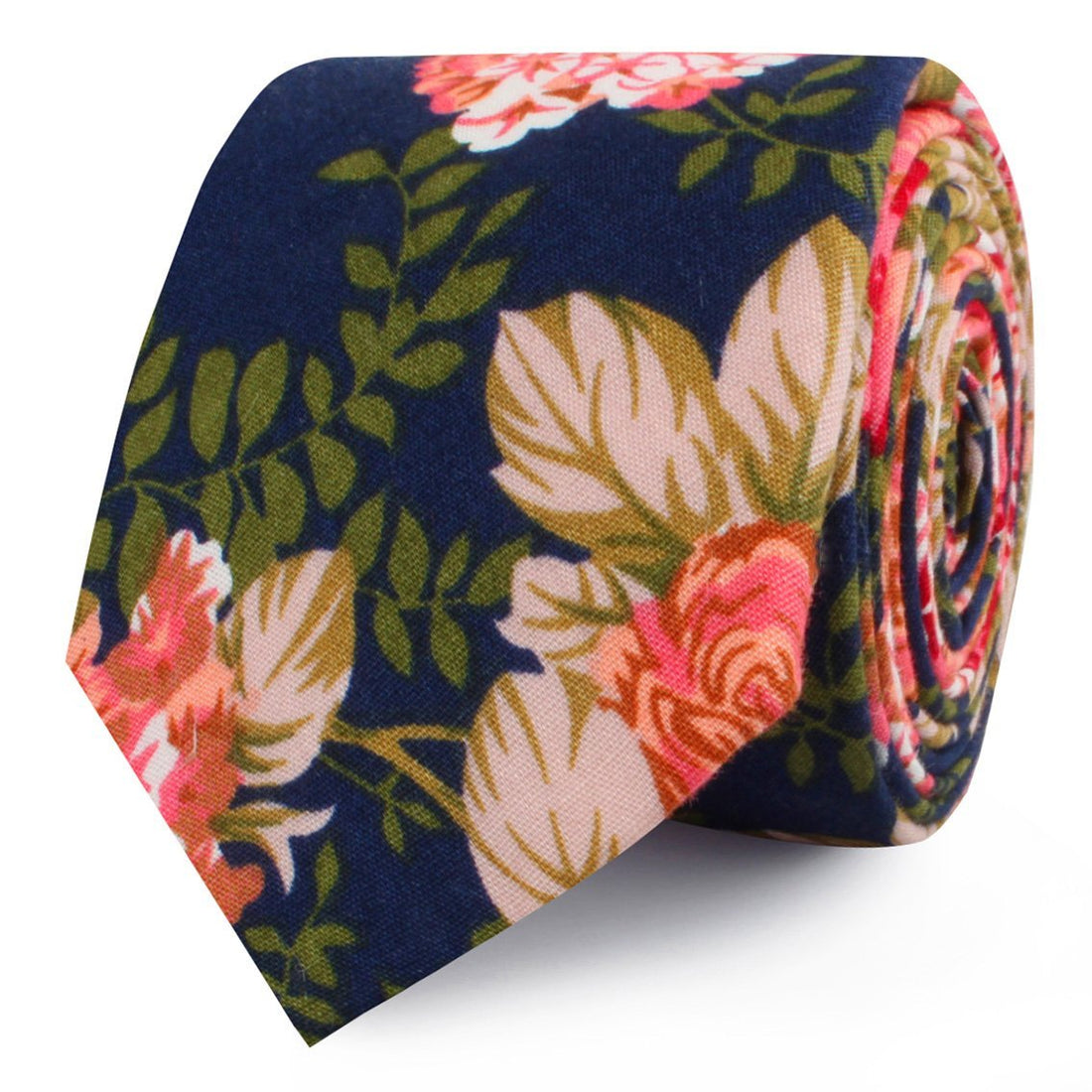 Hawaiian Pink Floral Skinny Ties