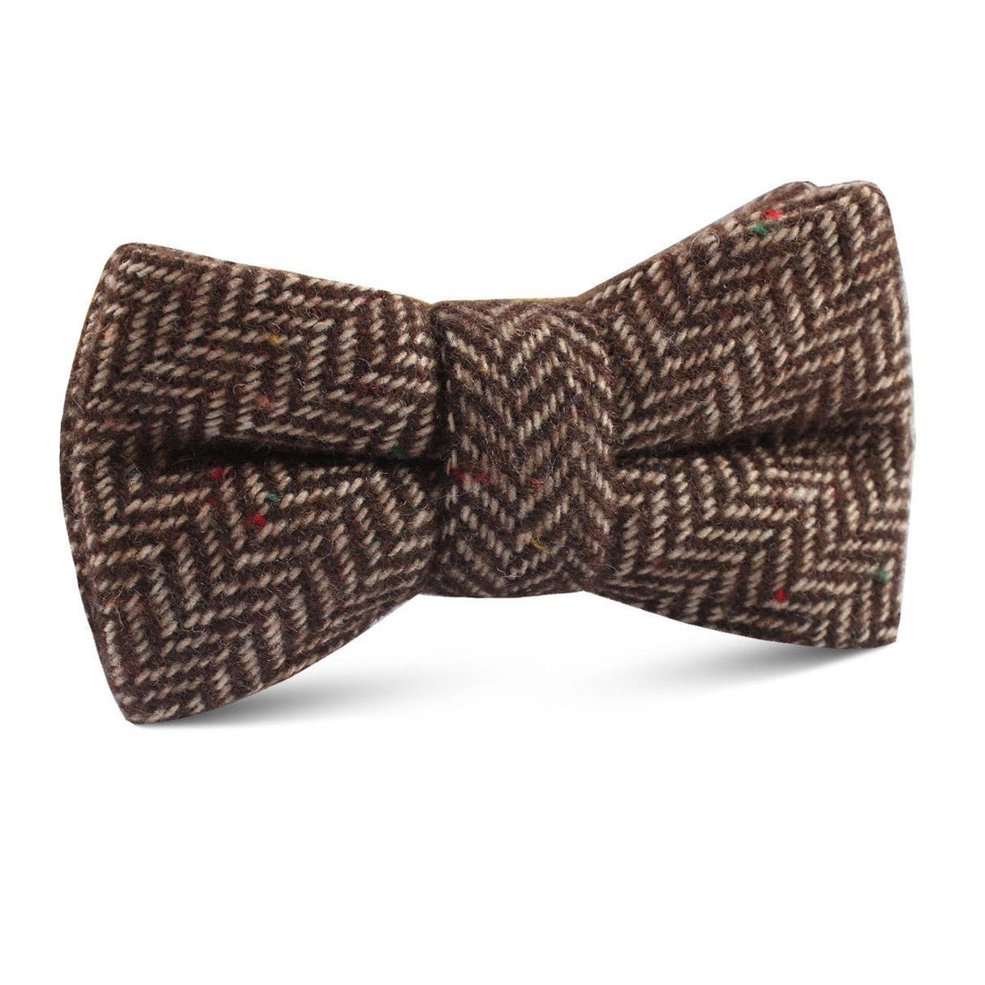 Herringbone Chestnut Wool Kids Bow Tie