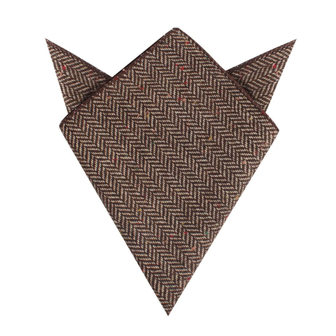 Herringbone Chestnut Wool Pocket Square